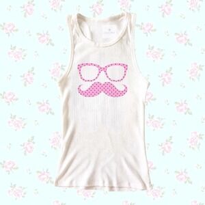 Y2K Pink Mustache Graphic Tank Top